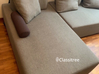 Designer LShape Modular Sofa in Olive Fabric Free Delivery