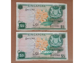Singapore st series of Currency the Orchid series the note F