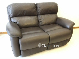Full leather reclining seater sofa in walnut brown 