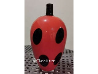 Orange Black Dotted Glass Vase