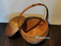 Cane Weaved Basket with handle big Gold Colour