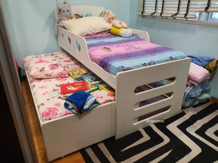 kids-bed-frame-with-trundle-in-good-condition-big-0