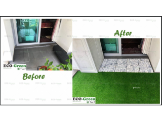 Make a difference   artificial grass / stone tiles