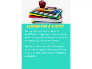 1 to 1 Tuition for all subjects and levels!