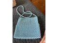 Blue beaded sling bag wt 305 gm size 20 x 14 cm please pm me
