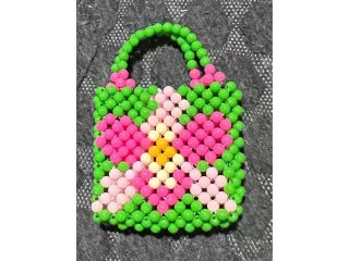 Small decorative beaded purse wt 10 gm size 5 x 6 cm