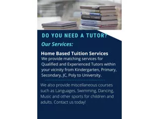 Tuition for kids/adults ages 3 and above all subjects covered.