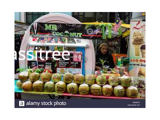 Drinks stall selling coconut water and ice cream at chinatow