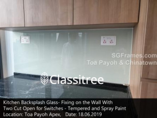 Kitchen Backsplash Glass Tempered and Spray Painted