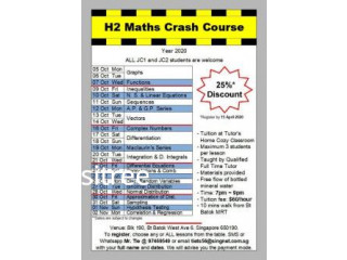  H Maths Crash Course Tuition
