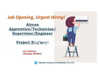 We are Hiring Aircon Apprentice Technician Supervisor Engine